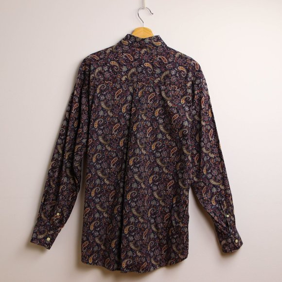 Vintage Dark Paisley Button Up Casual Shirt - Picture 2 of 3